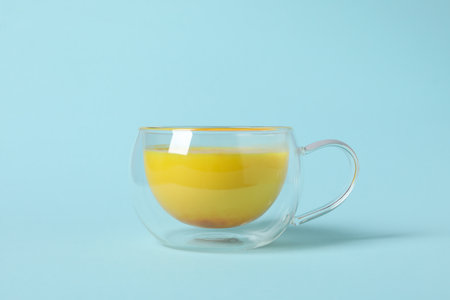 Moon or turmeric milk, concept of tasty drinkの写真素材