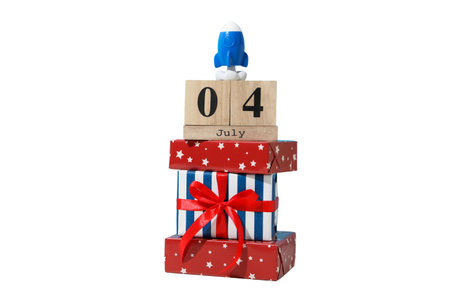 4 July holiday attributes, isolated on white backgroundの写真素材