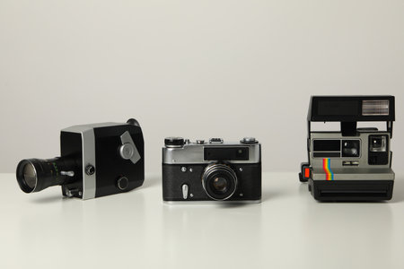 Retro cameras, shooting on retro cameras concept