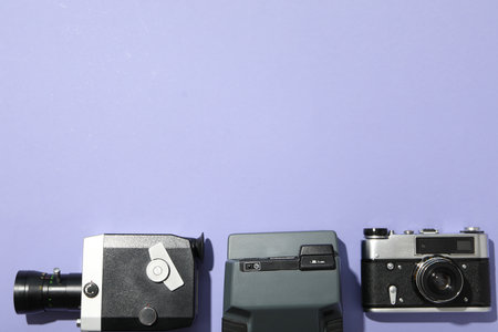 Retro cameras, shooting on retro cameras concept