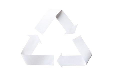 White recycling symbol for the environment, isolated on whiteの写真素材