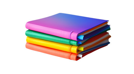Colorful school binders stacked neatly, created with AI, PNGの素材