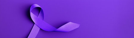 Purple ribbon on purple: Alzheimer's awareness, created with AIの素材