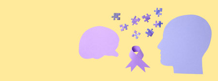 Silhouettes and puzzles highlight mental health's importanceの写真素材