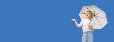 Woman enjoys sunny weather while holding a white umbrella