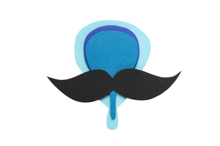 Prostate cancer mustache and ribbon, isolated on white, PNG