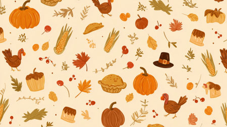 Thanksgiving with autumn colors and dishes, created by AI