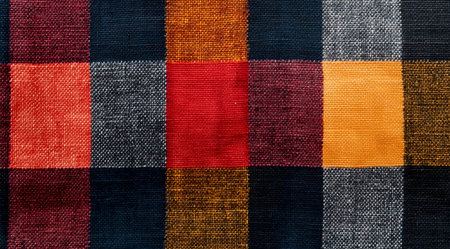 Colorful geometric squares in the textile, created with AIの写真素材