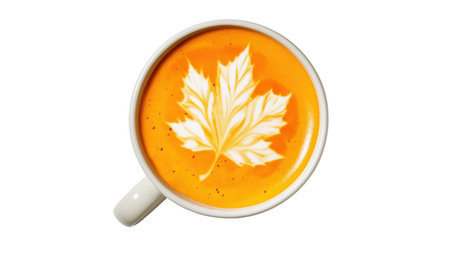 Leafy foam design in cozy drink, created with AI, PNGの写真素材
