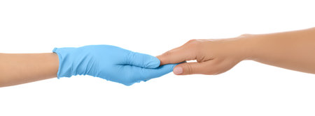 Healthcare hands unite in trust, isolated on white, PNG