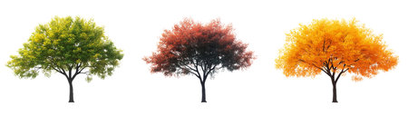 Different trees display vibrant seasonal hues, created with AI