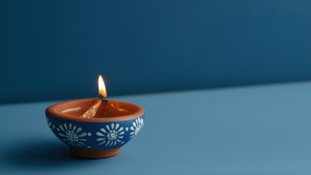 Lamp burning warmly, space for text, created with AIの写真素材