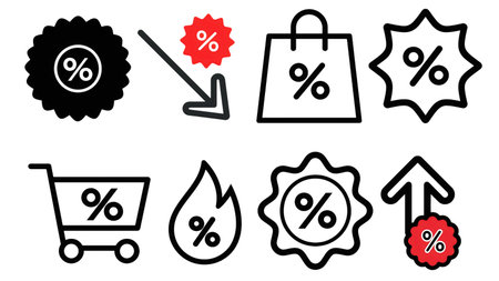 Symbols for Black Friday discounts and sales, created AI, PNGの写真素材