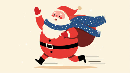 Santa Claus in a red outfit waves while running, created AIの写真素材