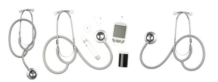 Diabetes management and health tools collection, isolated, PNG