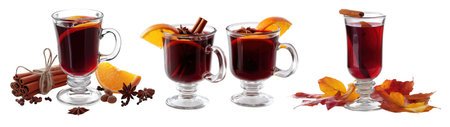 Spiced autumn mulled wine with citrus, created AI, PNGの写真素材