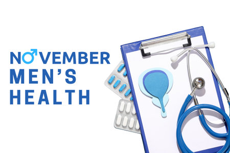 Men's health tools display for awareness, isolated, PNGの写真素材