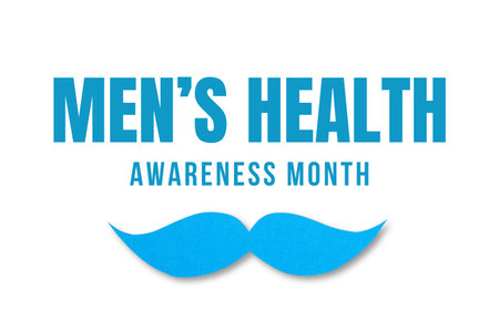 Bold blue text promotes men's health awareness, isolated, PNGの写真素材