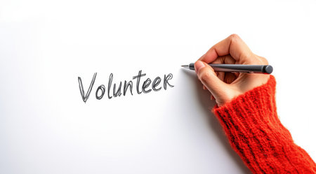 Writing volunteer with a pen on white, created with AIの写真素材