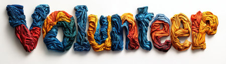 Fabric pieces spell "Volunteer", created with AIの写真素材