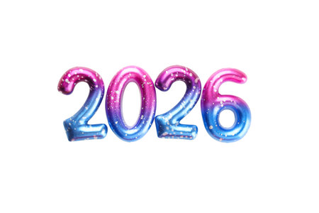 Balloons show 2026 for Christmas joy, on white, PNG