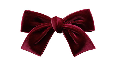 Deep red velvet bow for festive occasions, created AI, PNGの写真素材