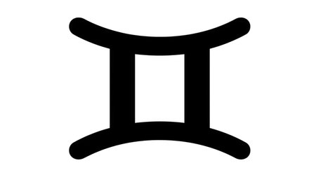 Bold black Gemini symbol on white background, created AI, PNGの写真素材