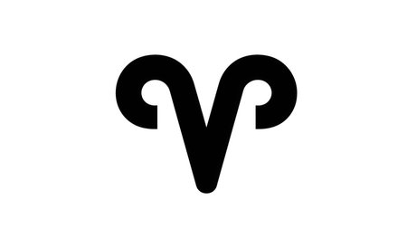 Black Aries symbol on white background, created AI, PNGの写真素材