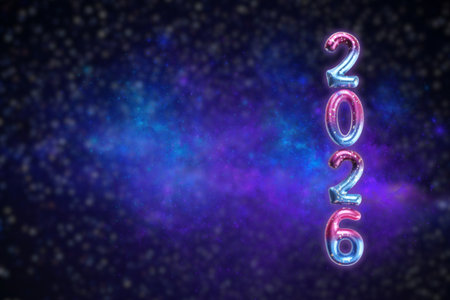 Bright and festive 2026 shining numbers in a starry night sky