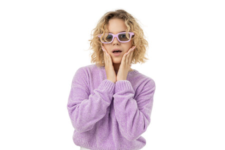 Person surprised while prepping for winter leaps, isolated, PNGの写真素材