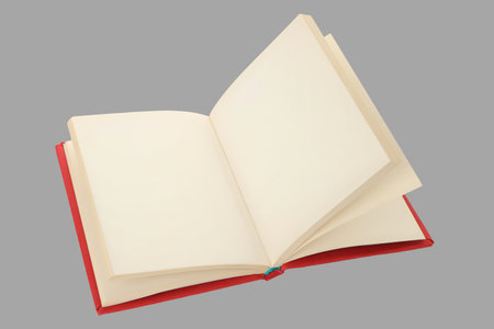 Open blank book placed on a simple background for useの写真素材