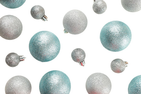 Teal and silver ornaments add festive joy.