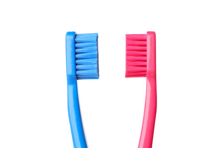 Colorful toothbrushes on a plain background, isolated, PNG