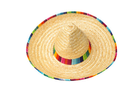 Colorful striped sombrero ready for celebration, isolated, PNGの写真素材