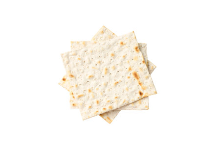 Matzah arranged on a table, isolated, PNG