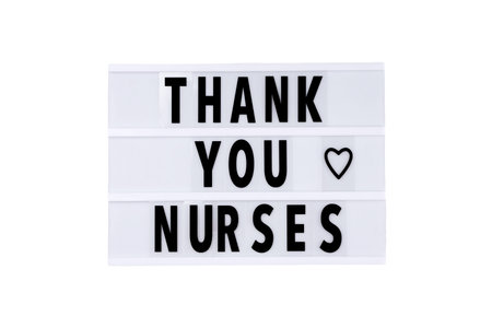 Sign thanks nurses on celebration day, isolated, PNG