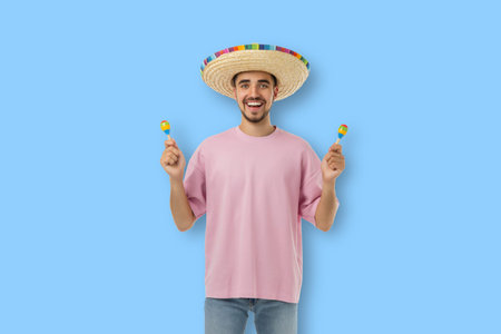 Man with maracas celebrates Cinco de Mayo
