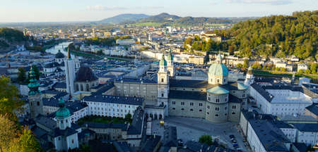 The Hohensalzburg Fortress looking over the cityのeditorial素材