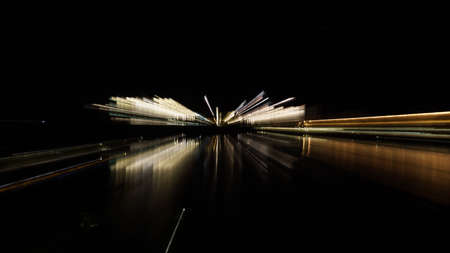 Long exposure with light of buildingsの写真素材