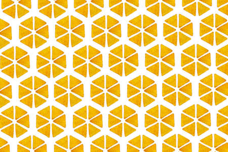 Nachos Mexican chips pattern on white background. Tortilla crisps nachos snack wallpaper, top view. Flat layの写真素材