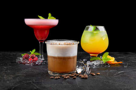 cocktails on a black background