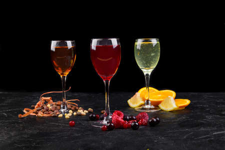 cocktails on a black background