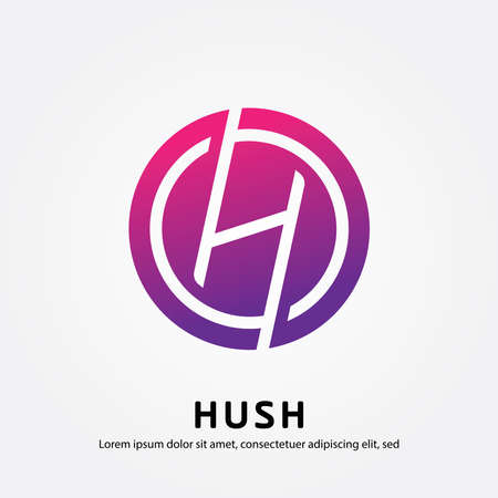 Illustration of letter H, hush vector design. with purple gradient colorのイラスト素材