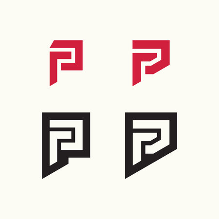 Letter P concept red black vector illustrationのイラスト素材