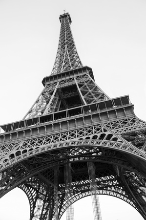 The famous Eiffel Tower  in Paris  Black and white photoの写真素材