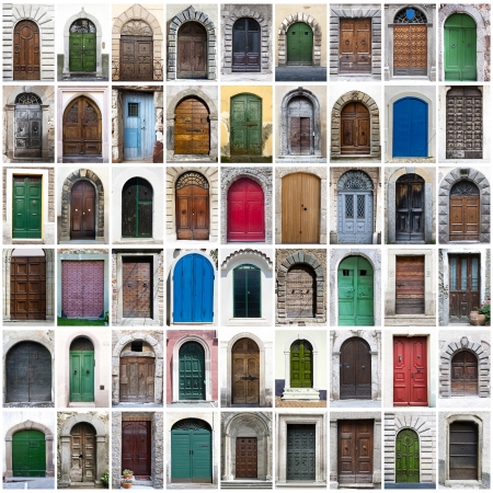 A collage of doors photosの写真素材