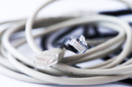 Rj45 connectors isolated on whiteの写真素材