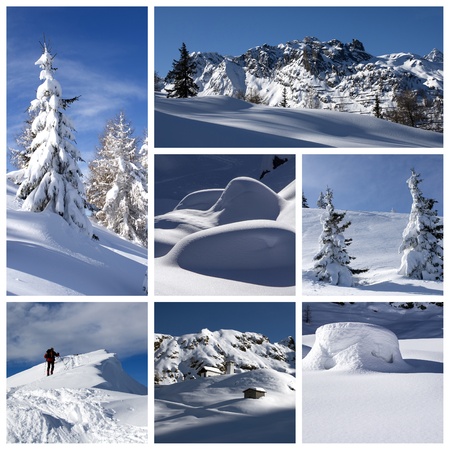 A collage of photos about winter timeの写真素材