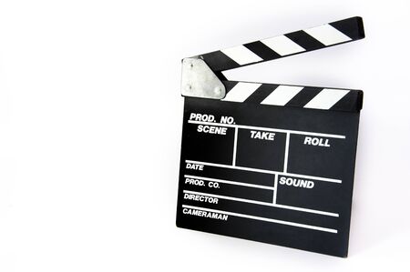 Clapper board on white backgroundの写真素材