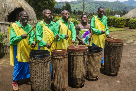 MUSANZE, RWANDA - NOVEMBER 5  Tribal Drummers of the Batwa Tribe Perform Traditional Intore Dance to...